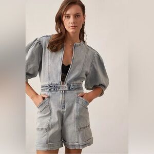 Magali Pascal Anthropologie Birkin Denim Romper Size Medium